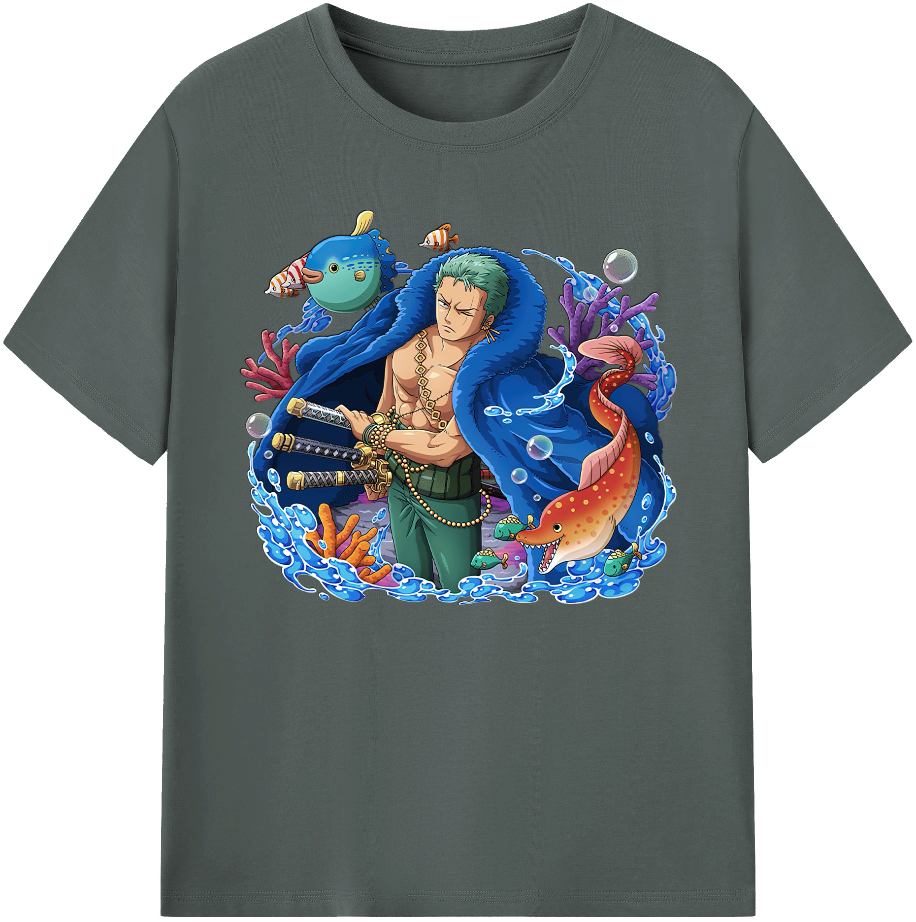 ワンピース ロロノア・ゾロ ONE PIECE Roronoa Zoro 綿100％ メンズ半袖Tシャツ｜肌触りやわらか＆通気性